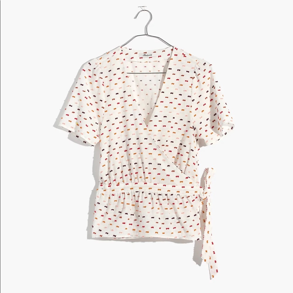 Madewell Ruffle Hem Wrap Top in Clipdot
